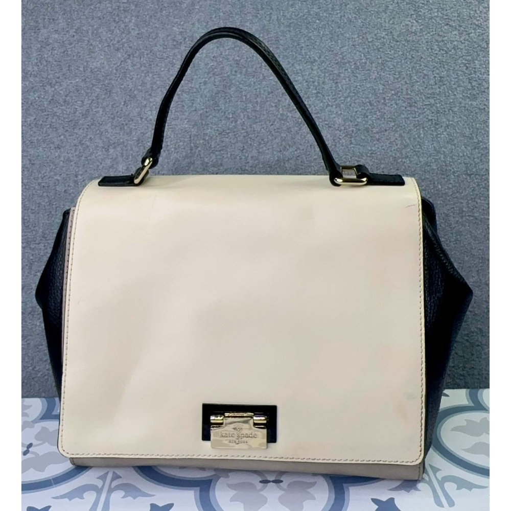 Kate Spade Laural Magnolia Black Cream Taupe Colorblock Satchel Crossbody Design
